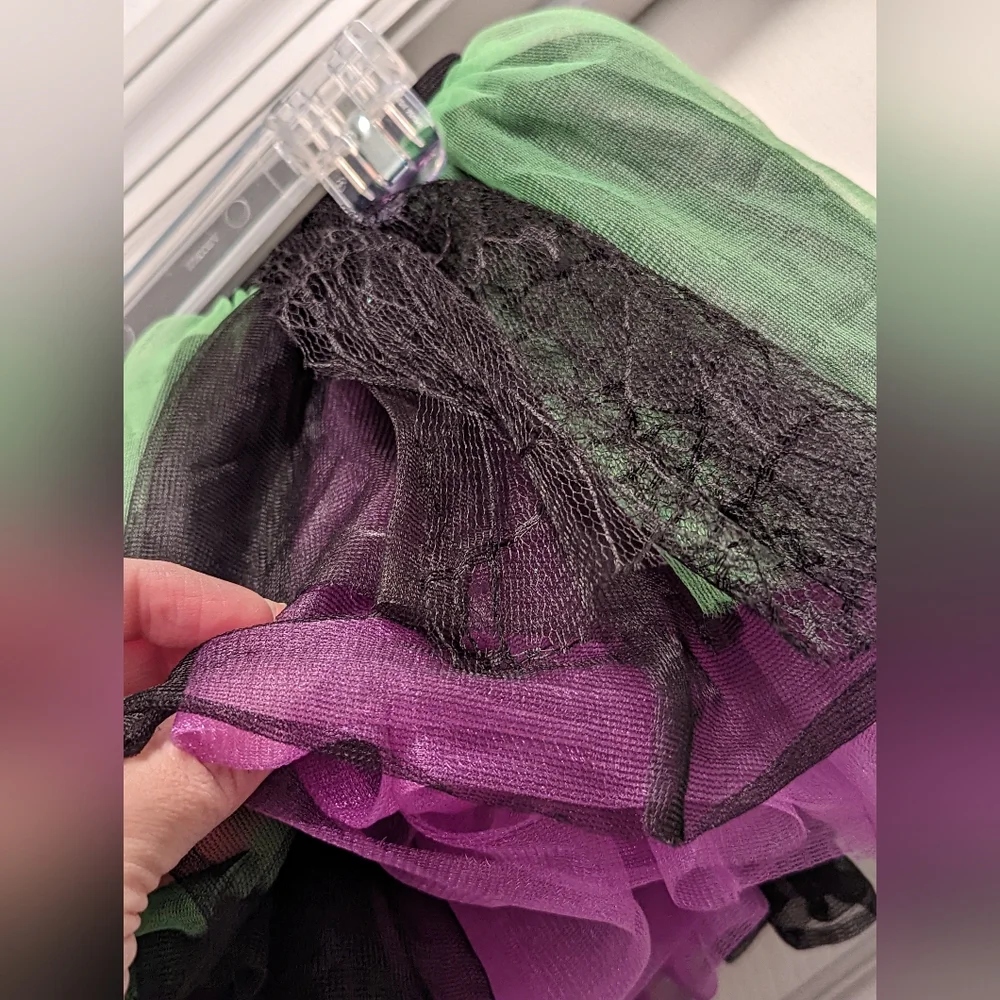 Tutu Short Skirt black green & purple Halloween cosplay race costume